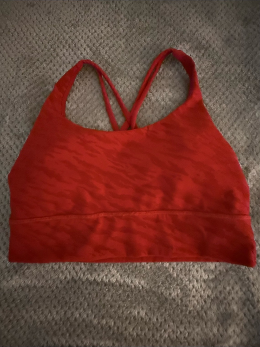 Lululemon Women's Red Strappy Sports Bra with Cross-Back Support